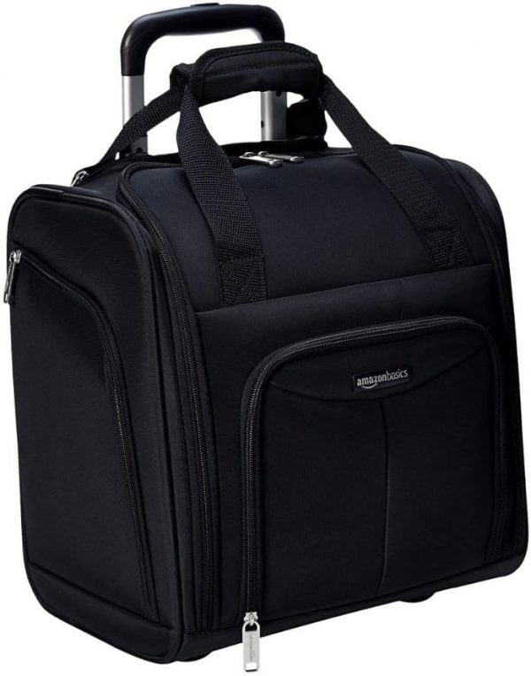 Amazon Basics Under seat Carry-On Rolling Travel Luggage Bag with Wheels, 14 Inches