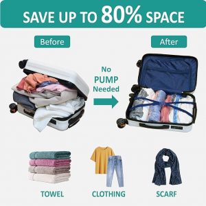 Compression Bags for Packing & Clothes, No Pump or Vacuum Needed